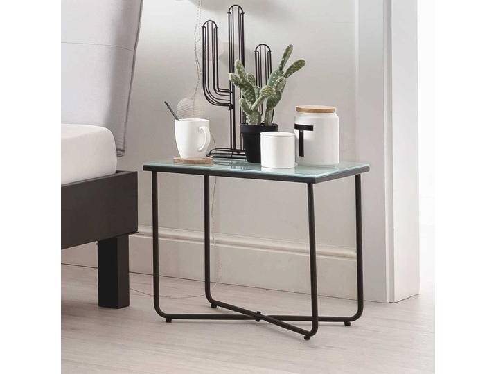 Bett Beistelltisch in Dunkelgrau Glasplatte Bett Beistelltisch in Dunkelgrau Glasplatte von Homedreams