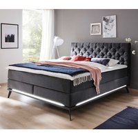 Boxspringbett in Anthrazit Webstoff Fußgestell aus Metall von Homedreams