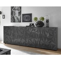 Design Sideboard in Anthrazit Hochglanz Siebdruck verziert von Homedreams