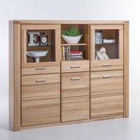 Esszimmer Highboard aus Kernbuche teilmassiv und Glas 140 cm hoch von Homedreams