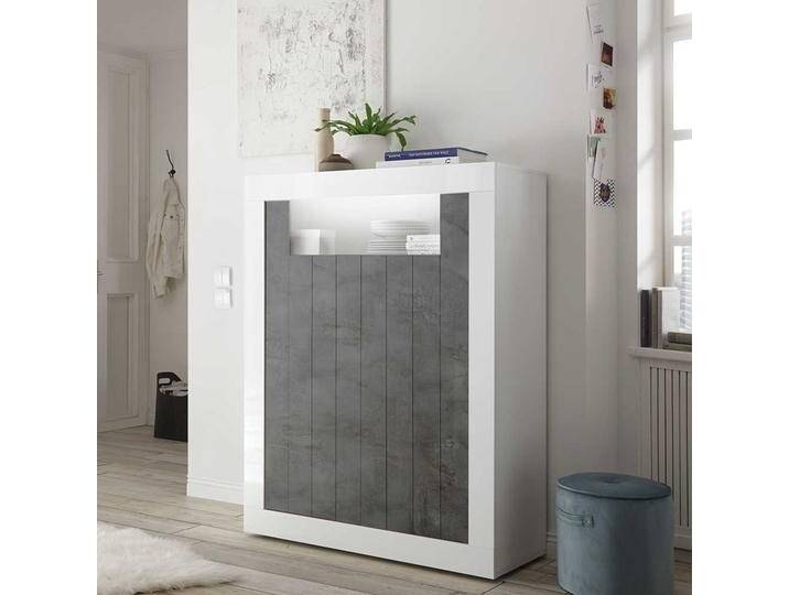 Esszimmer Kommode in Weiß Hochglanz und Dunkelgrau 110 cm breit Esszimmer Kommode in Weiß Hochglanz und Dunkelgrau 110 cm breit von Homedreams