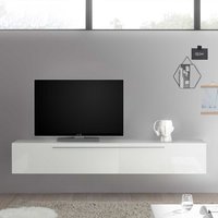 Fernseh Lowboard mit Klappe in Weiß Hochglanz Wandmontage von Homedreams