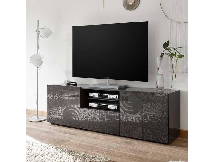 Fernsehboard in Anthrazit Hochglanz Siebdruck verziert Fernsehboard in Anthrazit Hochglanz Siebdruck verziert von Homedreams