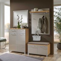 Flurmöbel Set in Taupe Eiche Bianco Glas beschichtet und furniert (vierteilig) von Homedreams