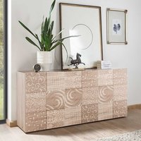 Griffloses Sideboard in Sonoma Eiche floralem Siebdruck verziert von Homedreams