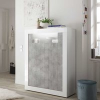 Highboard in Weiß Hochglanz und Beton Grau 2-türig von Homedreams