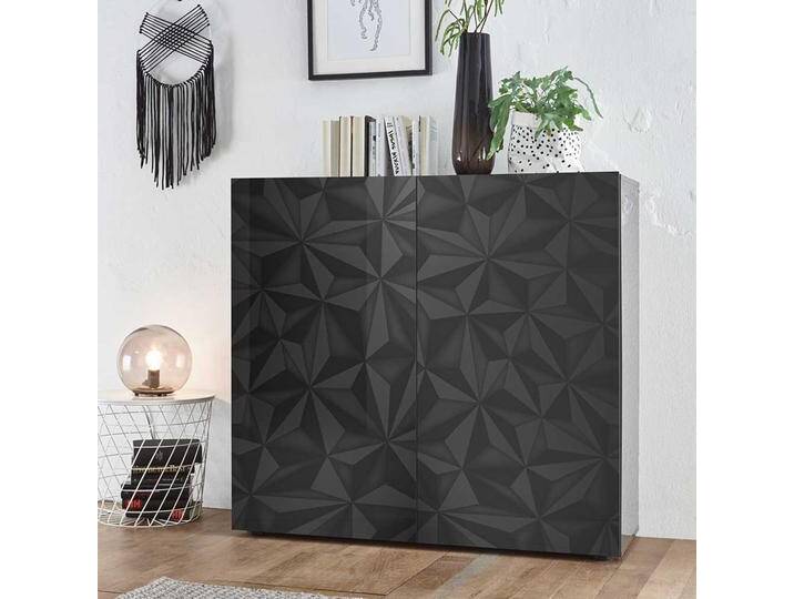 Hochglanz Kommode in Anthrazit Siebdruck verziert von Homedreams