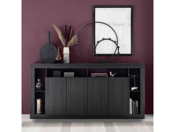 Holzstruktur Optik Sideboard in Schwarz 210 cm breit von Homedreams
