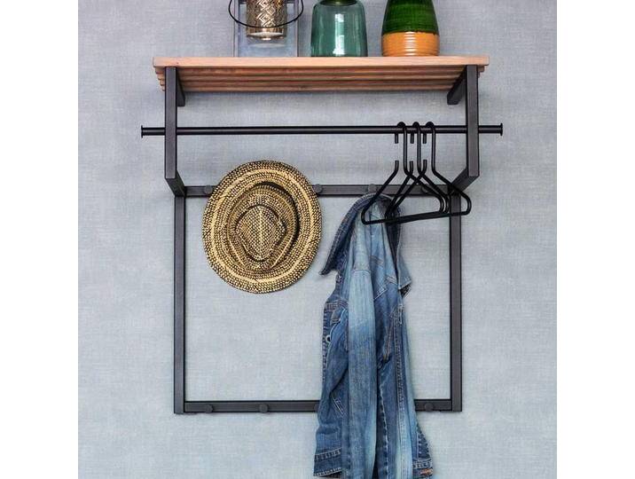 Industry Design Wandgarderobe aus Stahl in Schwarz Hutablage aus Holz Industry Design Wandgarderobe aus Stahl in Schwarz Hutablage aus Holz von Homedreams