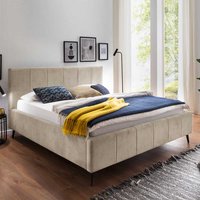 Komfortbett Stoff Beige aus Velours Vierfußgestell aus Metall von Homedreams