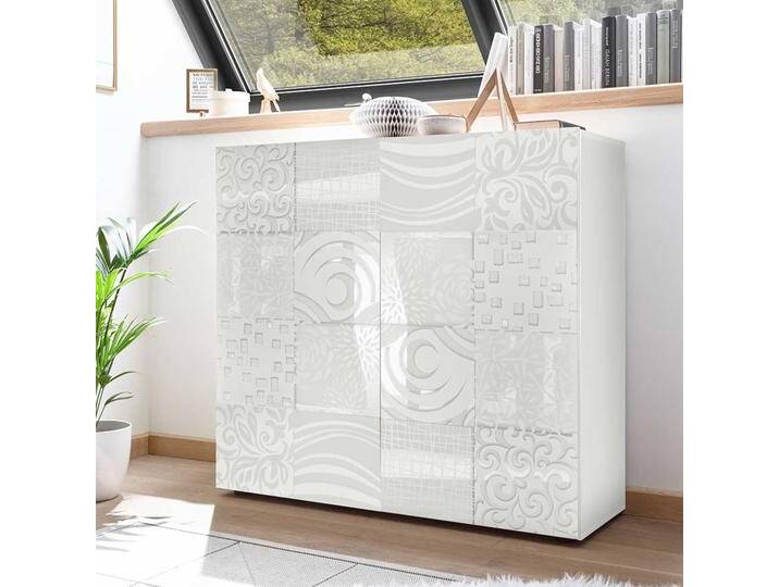 Kommode in Weiß Hochglanz Siebdruck verziert von Homedreams