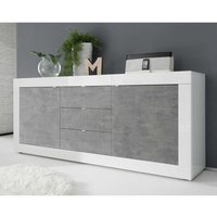Modernes Sideboard in Weiß und Beton Grau 210 cm breit von Homedreams