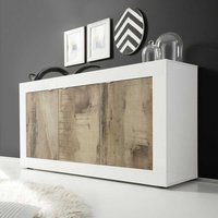 Modernes Sideboard in Weiß & Holz verwittert 3 türig von Homedreams