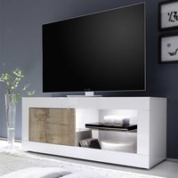 Modernes TV-Element in Weiß & Holz verwittert 140 cm breit von Homedreams