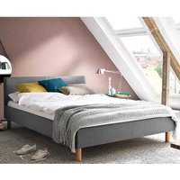 Niedriges Bett in Hellgrau Webstoff Skandi Design von Homedreams