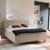 Polster Bett Microfaser in Beige Chromfarben von Homedreams