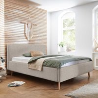 Polster Doppelbett in Beige 160x200 cm 180x200 cm von Homedreams