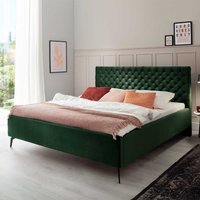 Polsterbett Dunkelgrün Samt mit Bettkasten 50 cm Einstiegshöhe von Homedreams