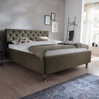 Polsterbett mit Bettkasten in Oliv Grün Vierfußgestell aus Metall von Homedreams