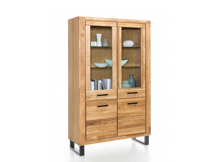 Standvitrine aus Wildeiche teilmassiv 110 cm breit von Homedreams