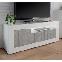 TV Board in Beton Grau und Weiß Hochglanz Industry Stil von Homedreams