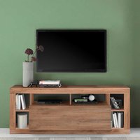 TV Lowboard in Holzoptik Naturfarben Klappe und offenen Fächern von Homedreams