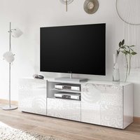 TV Lowboard in Weiß Hochglanz Siebdruck verziert von Homedreams