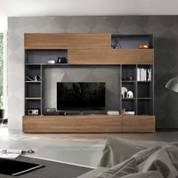 TV Mediawand in Nussbaumfarben und Dunkelgrau modern von Homedreams