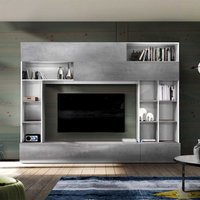 TV Wand in Beton Grau und Weiß modern von Homedreams