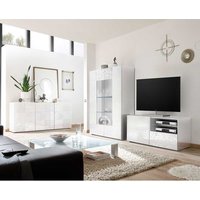 TV Wohnwand in Weiß Hochglanz Siebdruck verziert (dreiteilig) von Homedreams