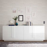 Weißes Esszimmersideboard in Hochglanz vier Drehtüren von Homedreams