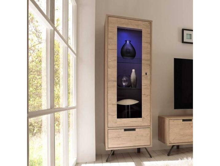 Wohnzimmer Vitrine in Eiche Retro Look von Homedreams