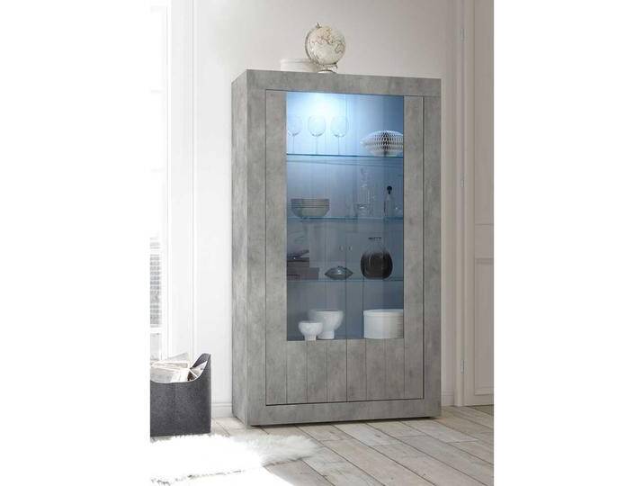 Wohnzimmerschrank in Beton Grau Glastüren von Homedreams