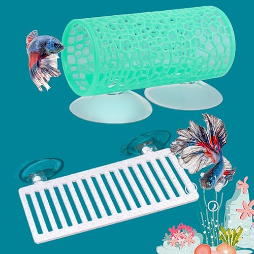 Betta Ledge Aquarium mit schwimmendem Verstecktunnel, Betta-Versteck Ruheplatz, Aquarium-Tunnel-Versteckrohr, Garnelen-Höhlendekoration, Aquarium-Dekoration für kleine Wassergarnelen-Guppy (grün) von Homedy Crafts