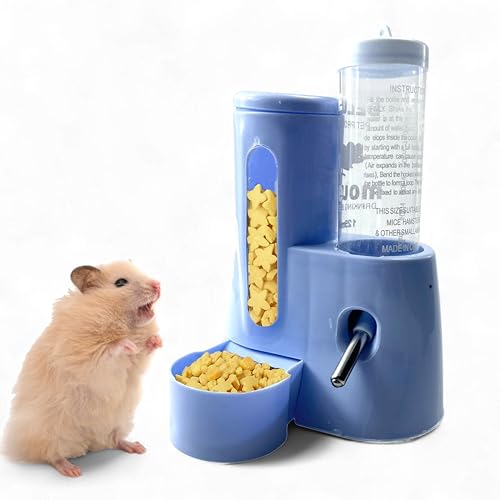 Hamster Wasserflasche Ständer mit Futternapf, 2 in 1 Automatische Wasserflasche Kein Tropfen und Futterspender, Hamsterkäfig Zubehör, Rattenanreicherung Spielzeug, Meerschweinchen Zubehör für Käfig Hamster Wasserflasche Ständer mit Futternapf, 2 in 1 Automatische Wasserflasche Kein Tropfen und Futterspender, Hamsterkäfig Zubehör, Rattenanreicherung Spielzeug, Meerschweinchen Zubehör für Käfig von Homedy Crafts