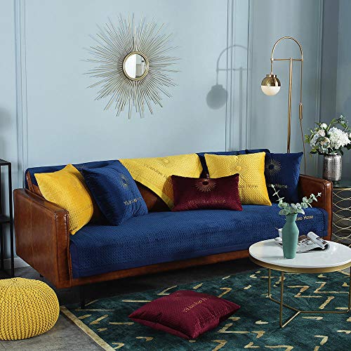 Couchdecken, Ecksofa-Bezug, Weicher, Atmungsaktiver Sofaschoner, für Frühling Sommer Herbst Winter, Herbst und Winter Plüsch Sofa Handtuch-Navy blau_45×45cm(Kissen) von Homeen