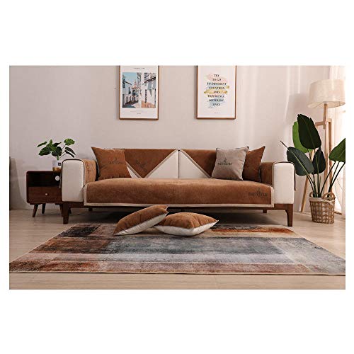 Homeen Couch überwurf,Shield Sofaschoner,Couch Protector,Eckstoff Sofa Schonbezug für Hunde Katze Haustier,bestickte rutschfeste Sofa Schonbezug,Arbeitszimmer/Lounge Couchbezüge Protector-Kaffee_90 von Homeen