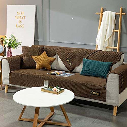 Homeen Sofa schonbezug,Sofa bezug,Couch spannbezug,Studio/Wohnzimmer Sofa,Sommer Schlafsofa Bett,rutschfeste Couch Slipcover,Leder Sektional Sofa Schild aus Leder Kaffee 70 * 180 cm. von Homeen