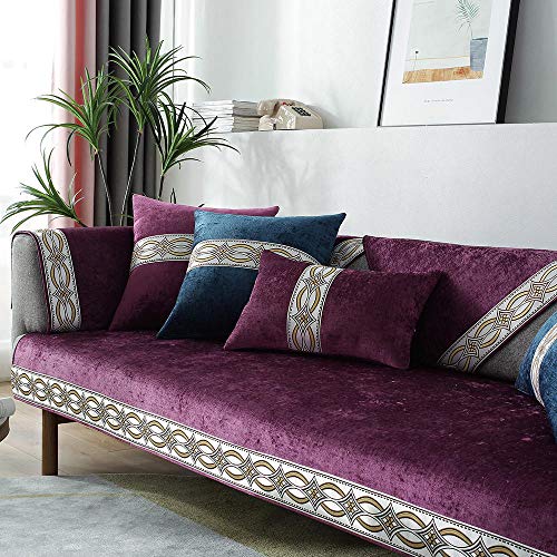 Homeen Sofa überwurf,Sofa Garnituren,Abdeckung Sofa,Wohnzimmer Sofa Dekoration umfasst Ecke Sofa Protector Abdeckung,Jacquard L-Form Couch Schonbezug,Premium Chenille Couch werfen-lila_70 * 180 cm von Homeen