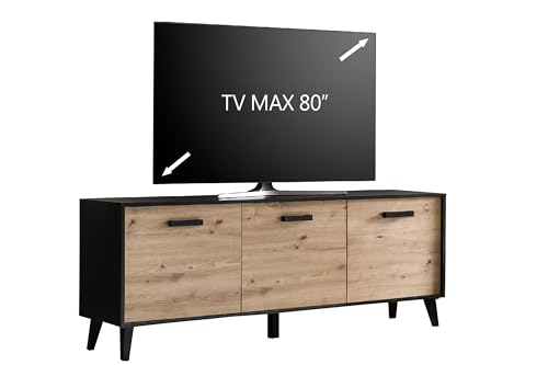Homeface ARTITA 002 TV Lowboard - Farbe: Braun/Schwarz - Modern - TV Möbel – Fernsehtisch - TV Unterschrank -B/H/T: 186, x 67,9 x 39,3 von Homeface