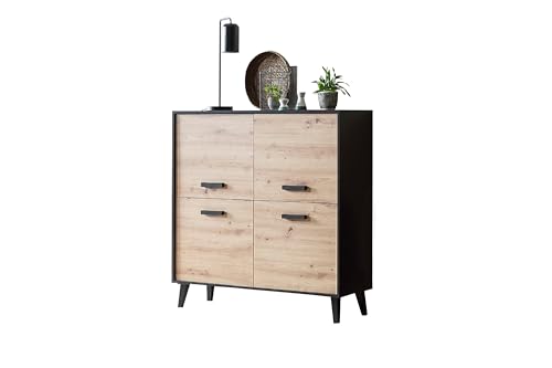 ARTITA 082 Highboard Farbe: Braun/Schwarz - Modern - Wohnzimmerschrank - Schrank - Beistellschrank - B/H/T: 125,3 x 117,3 x 39,3 von Homeface