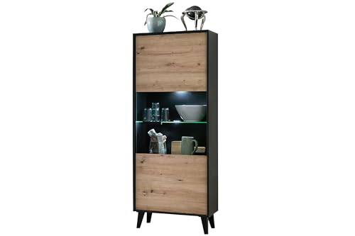 Homeface ARTITA 031 Kleinevitrine/Farbe: Braun/Schwarz - Modern - Vitrine - Schrankwand - Kleine Schrank - B/H/T: 64,5 x 171 x 39,3 von Homeface