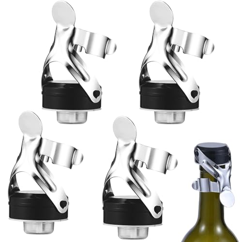 4 Stück Weinflaschenverschluss Edelstahl,Weinverschluss & Sekverschluss,Wiederverwendbar Sektflaschenverschluss,Flaschenverschluss mit Hebel,Wine Stopper Geschenke für Weinliebhaber 4 Stück Weinflaschenverschluss Edelstahl,Weinverschluss & Sekverschluss,Wiederverwendbar Sektflaschenverschluss,Flaschenverschluss mit Hebel,Wine Stopper Geschenke für Weinliebhaber von Homefantasy