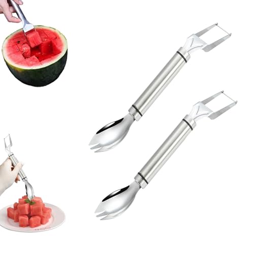 Homefantasy 2 IN 1 Obstschneider aus Edelstahl, Melonenschneider Edelstahl,Eignet Sich für Obstsalat,Würfel Tragbare Fruchtgabeln Watermelon Cutter für Zuhause Küche Party Camping Gadget Homefantasy 2 IN 1 Obstschneider aus Edelstahl, Melonenschneider Edelstahl,Eignet Sich für Obstsalat,Würfel Tragbare Fruchtgabeln Watermelon Cutter für Zuhause Küche Party Camping Gadget von Homefantasy