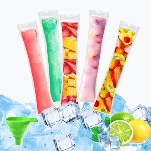 Homemade Popsicle bag,100 Stück Popsicle Taschen Popsicle Formen Beutel frei Eis Pop Beutel mit einem Trichter für Joghurt, Eisbonbons, Eiscreme, Gastgeschenke von Homefantasy