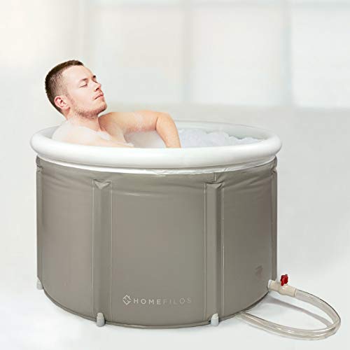 Tragbare Badewanne (groß) von Homefilos, Eisbad und Cold Plunge für Sportler, aufblasbare Erwachsenengröße, japanischer Whirlpool für Duschkabine von Homefilos