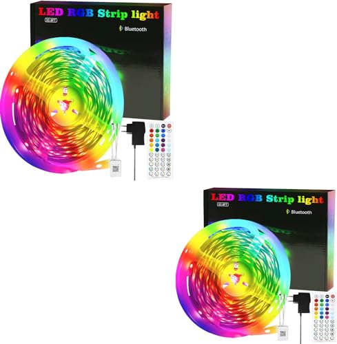 Homefire Led Streifen 20M RGB LED Strip Bluetooth 2ER LED Lichterkette Selbstklebend mit APP und Fernbedienung Smart Lichtband Timer Lichtband Fernseher Musik Sync LED Band für Zuhause Party von Homefire