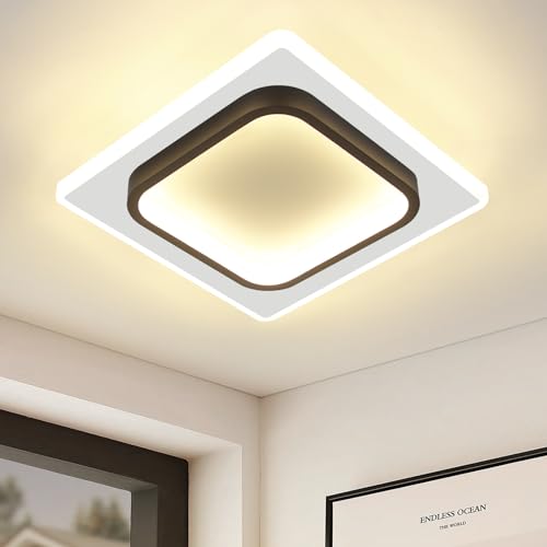 Homefire Deckenlampe LED Deckenleuchte Flur - Küchenlampe Warmweiß 16W Schlafzimmerlampe Modern Flurlampe Schwarz Küche Deckenbeleuchtung Klein Wohnzimmerlampe für Wohnzimmer Treppenhaus von Homefire