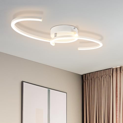 Homefire Deckenlampe LED Deckenleuchte Küche - 24W Wohnzimmerlampe Moderne Design Schlafzimmerlampe 3000K Warmweiß Wohnzimmer Küchenlampe 330° Drehbarer weiß Deckenlampen für Schlafzimmer Esszimmer von Homefire