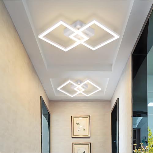 Homefire Deckenlampe LED Deckenleuchte Küche - 2ER Modern Küchenlampe 24W 4000K Wohnzimmerlampe Design Flurlampe Neutralweiß Schlafzimmerlampe Flur Deckenbeleuchtung Weiß für Kinderzimmer Schlafzimmer von Homefire
